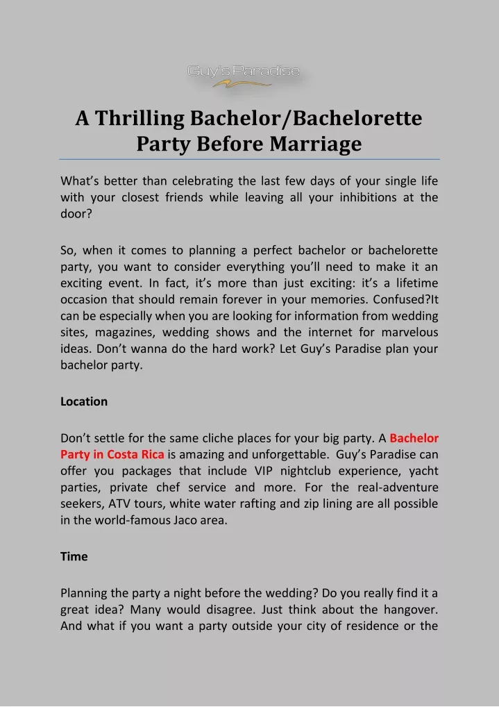 a thrilling bachelor bachelorette party before