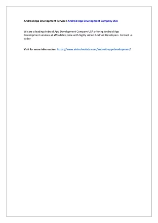 android app development service i android