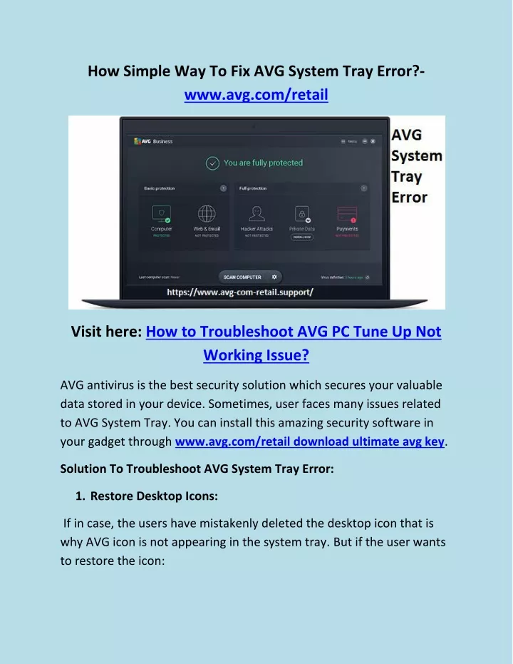 how simple way to fix avg system tray error