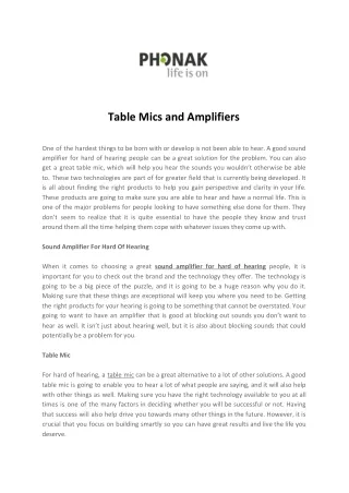 table mics and amplifiers