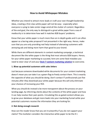 how to avoid whitepaper mistakes