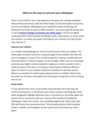what are the ways to outreach your whitepaper