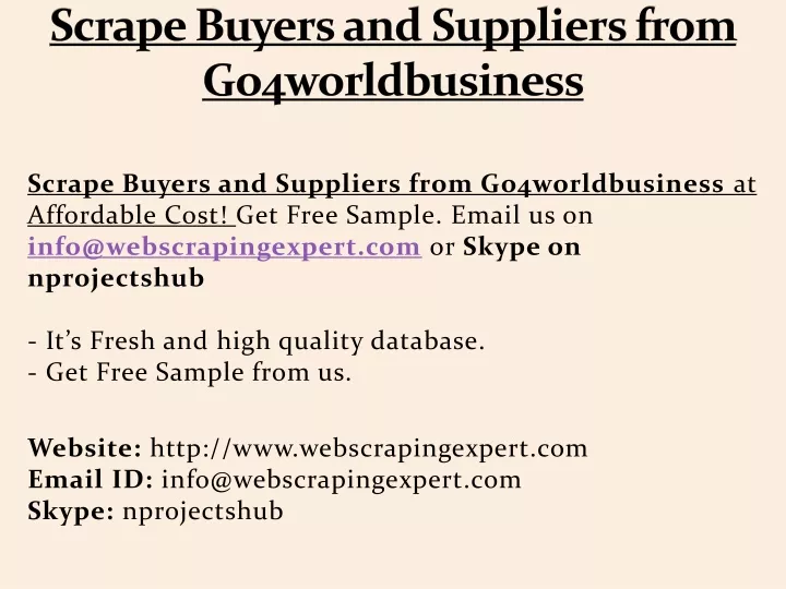 scrape buyers and suppliers from go4worldbusiness