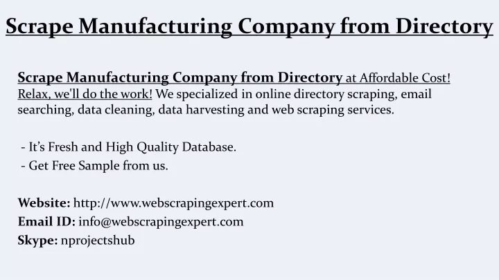 scrape manufacturing company from directory