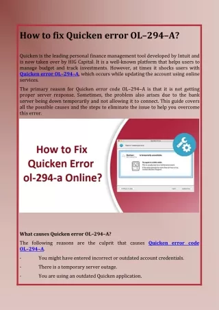 How to fix Quicken error OL–294–A?