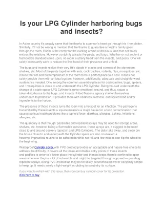 Is your LPG Cylinder harboring bugs and insects?