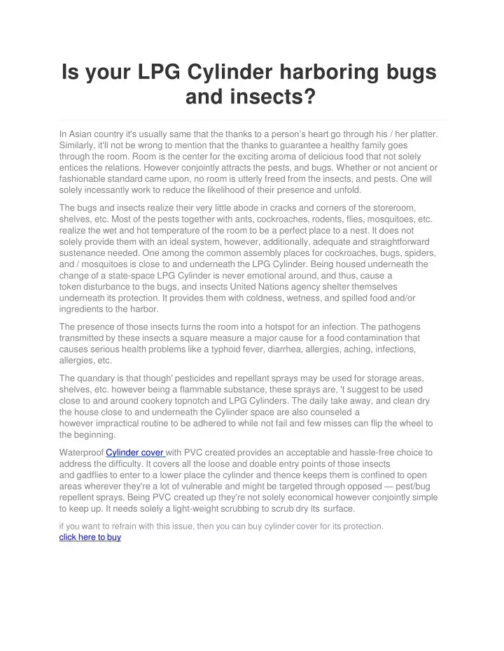 is your lpg cylinder harboring bugs and insects