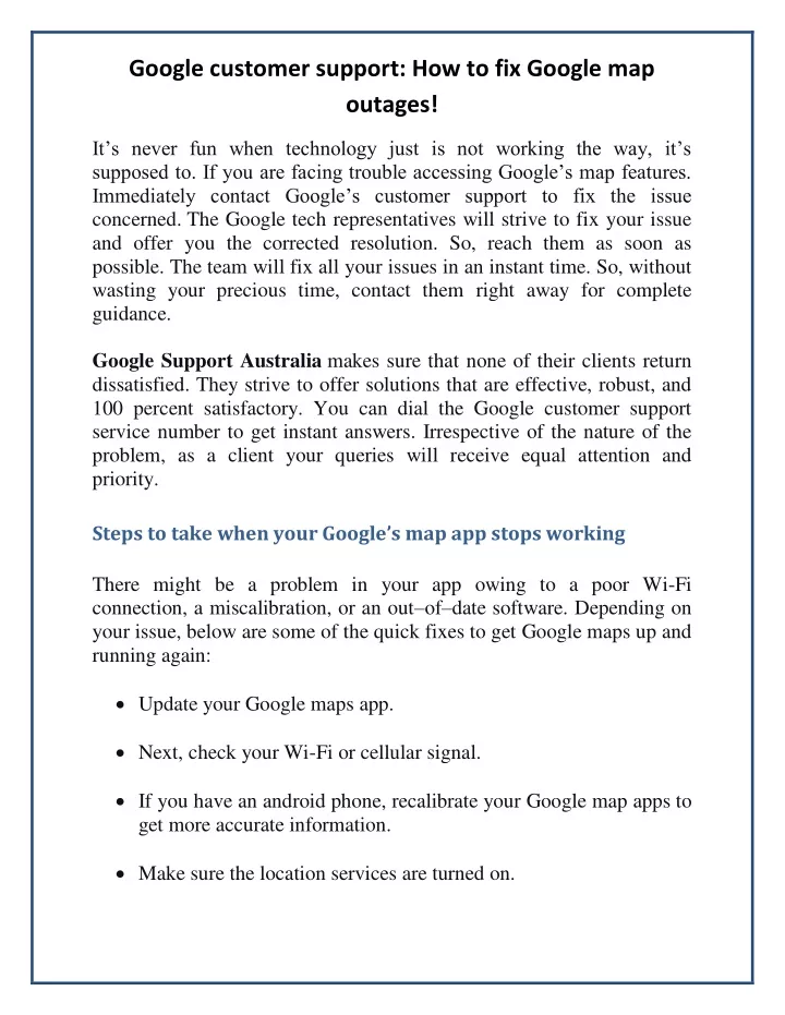 google customer support how to fix google