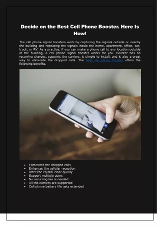 decide on the best cell phone booster here is how