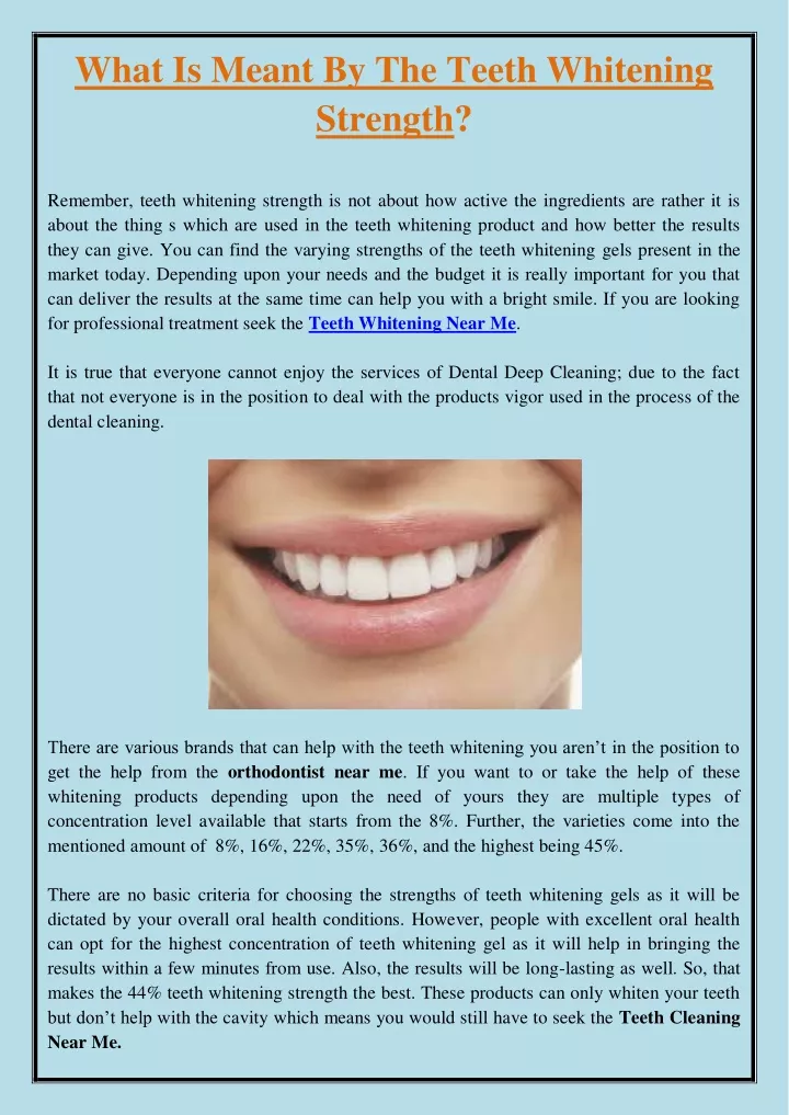 what is meant by the teeth whitening strength