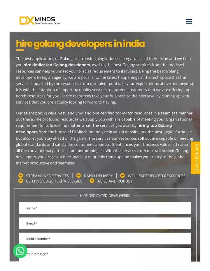 hire golang developers in india