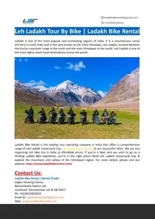 Leh Ladakh Motorcycle Trip-Ladakh Bike Rental