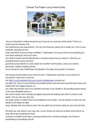 choose the proper luxury home easily