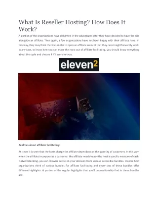 what is reseller hosting how does it work
