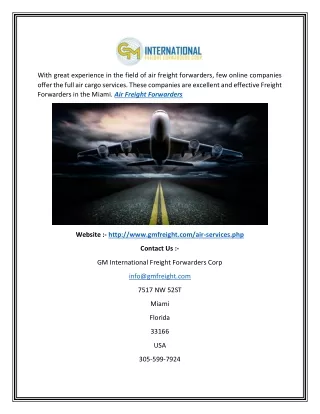 with great experience in the field of air freight
