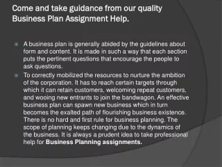 come and take guidance from our quality business plan assignment help