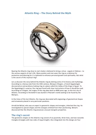 Atlantis Ring The Story Behind The Myth