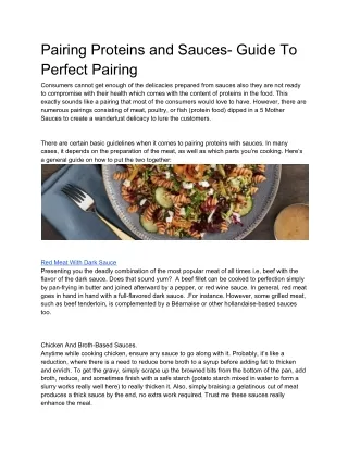 pairing proteins and sauces guide to perfect