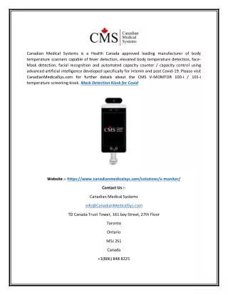 Mask Detection Kiosk for Covid | Canadianmedicalsys.com