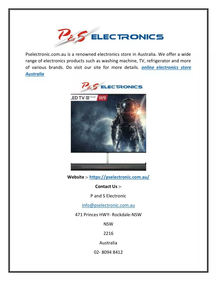 pselectronic com au is a renowned electronics