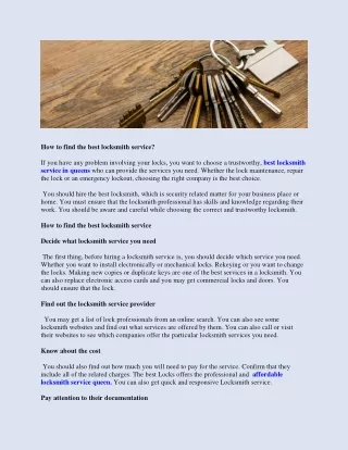 how to find the best locksmith service
