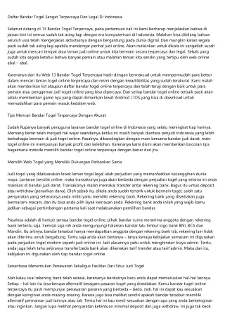 daftar bandar togel sangat terpercaya dan legal