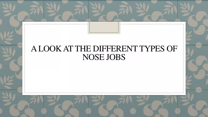 a look at the different types of nose jobs