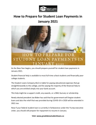 How to Prepare for Student Loan Payments in January 2021