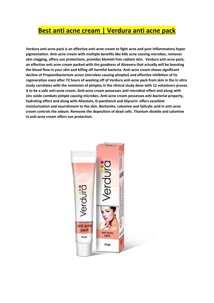 best anti acne cream verdura anti acne pack