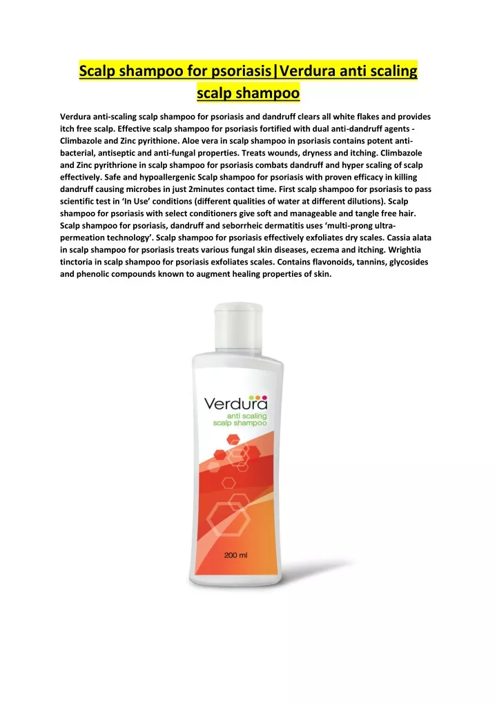 scalp shampoo for psoriasis verdura anti scaling