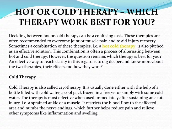 hot or cold therapy which therapy work best