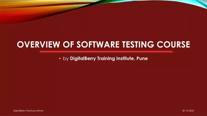 overview of software testing course