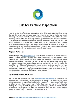 oils for particle inspection