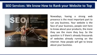 seo services we know how to rank your website