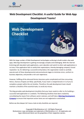 web development checklist a useful guide