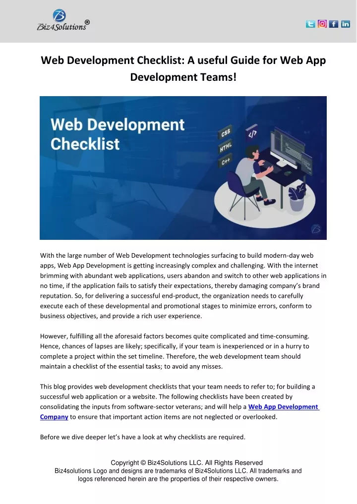 web development checklist a useful guide