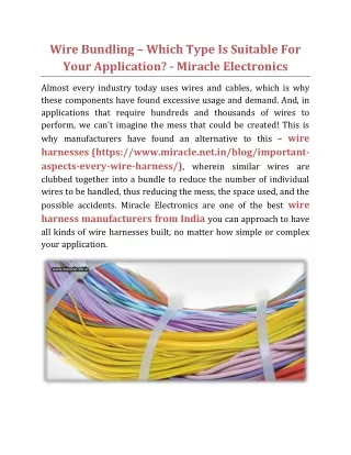 wire bundling which type is suitable for your