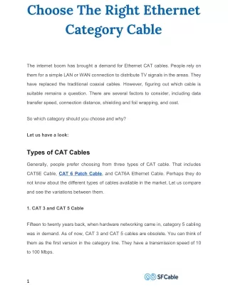 choose the right ethernet category cable