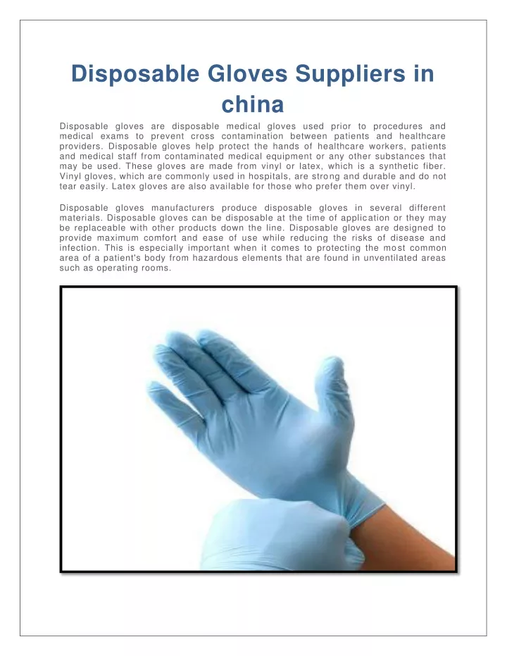 disposable gloves suppliers in china disposable