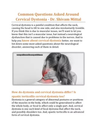 Common Questions Asked Around Cervical Dystonia - Dr. Shivam Mittal