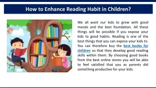 How to Enhance Reading Habit in Children?