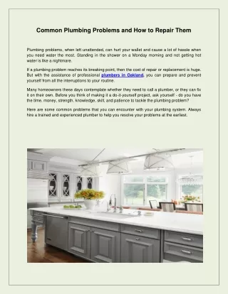 common plumbing problems and how to repair them