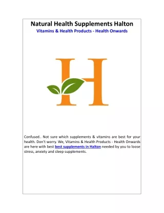 Natural Health Supplements Halton
