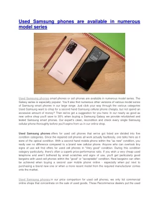 used samsung phones are available in numerous