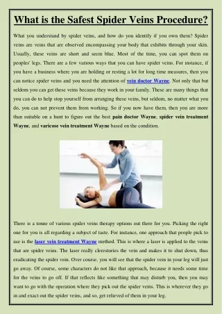 what is the safest spider veins procedure what