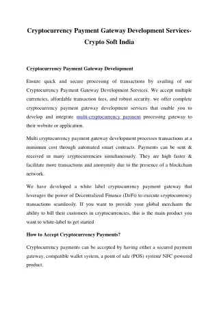 cryptocurrency payment gateway development