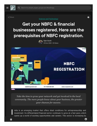 Get your NBFC & financial businesses registered, Here are the prerequisites of NBFC registration