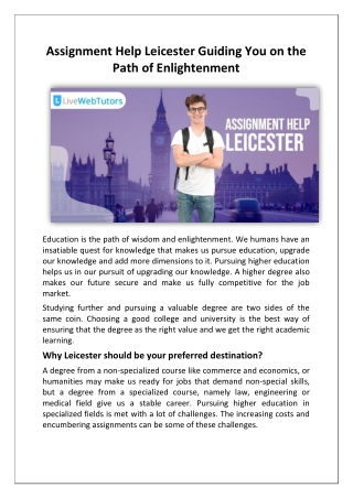 Assignment Help Leicester Guiding You on the Path of Enlightenment