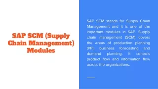 sap scm supply chain management modules