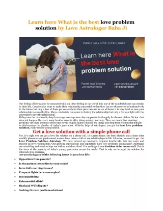 learn here what is the best love problem solution